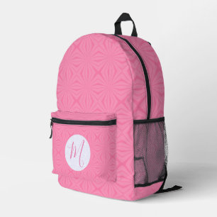 Hellrosa gewellte Quadrate Personalisierte Initial Bedruckter Rucksack