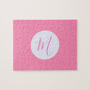 Hellrosa gewellte Quadrate Personalisierte Initial Puzzle