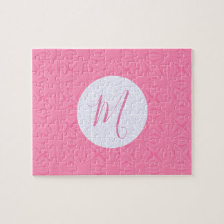 Hellrosa gewellte Quadrate Personalisierte Initial Puzzle