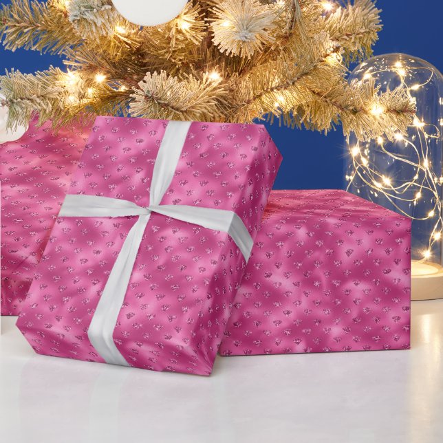 Hellrosa Glam Funkelnd Diamonds Geschenkpapier (Feiertage)