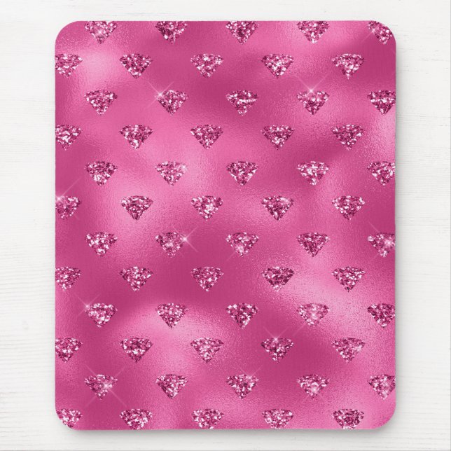 Hellrosa Glam Funkelnd Diamonds Mousepad (Vorne)