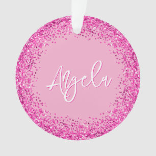 Hellrosa Glitter-Foto Ornament