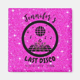 Hellrosa Glitzer Disco Junggeselinnen-Abschied Magnet