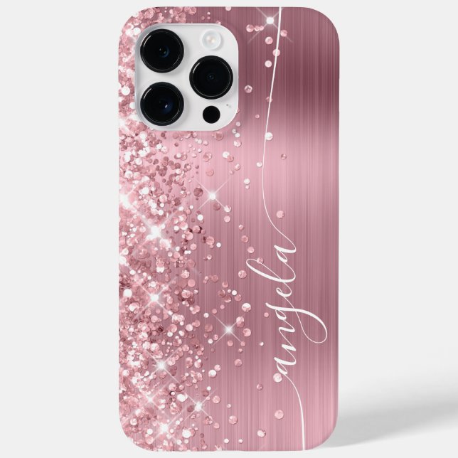 Hellrosa glitzernde Glam-Signatur Case-Mate iPhone Hülle (Rückseite)