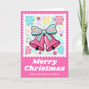 Hellrosa Glocken Weihnachts-Postage-Briefmarke Feiertagskarte