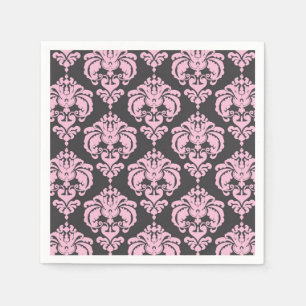 Hellrosa graues Damast Chic Muster Elegante Party Serviette