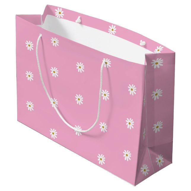 Hellrosa Große Geschenktasche mit eleganten Floral Geschenktüte (Rückseite Schrägansicht)