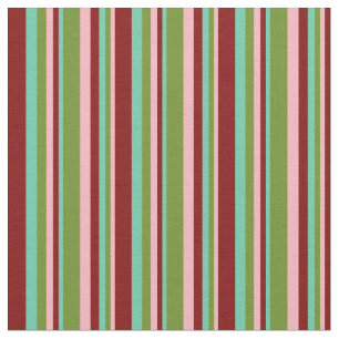 Hellrosa, Grün, Aquamarine und Maroon Lines Stoff