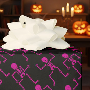 Hellrosa Happy Dancing Skeletts Horror Pattern Geschenkpapier