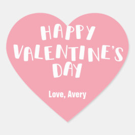 Hellrosa Happy Valentine's Day Herz-Aufkleber