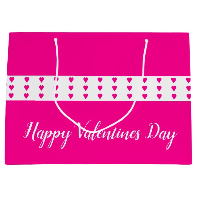 Hellrosa Herz akzentriert Große Geschenktüte (Vorderseite)