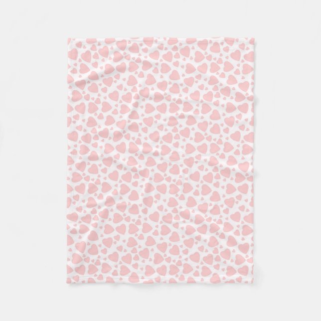 Hellrosa Herzen Fleecedecke (Vorderseite)