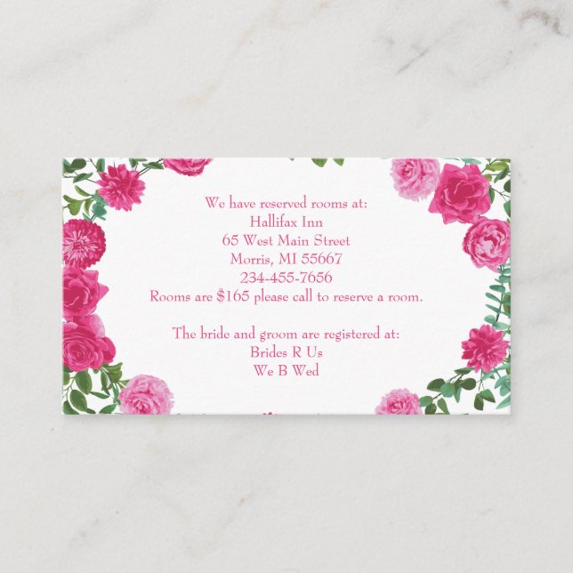 Hellrosa Hochzeitsstipps Rose Blumenmodern Begleitkarte (Vorderseite)