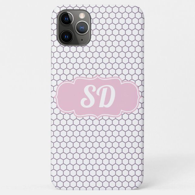 Hellrosa Honeycomb Custom Monogram Case-Mate iPhone Hülle (Rückseite)