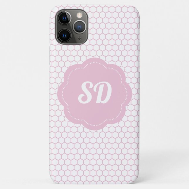 Hellrosa Honeycomb Custom Monogram Case-Mate iPhone Hülle (Rückseite)