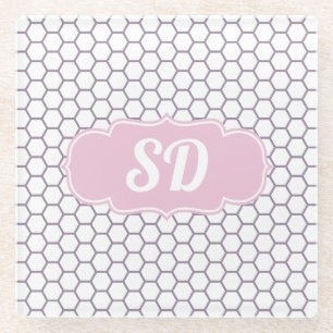 Hellrosa Honeycomb Custom Monogram Glasuntersetzer