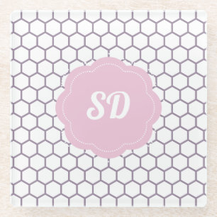 Hellrosa Honeycomb Custom Monogram Glasuntersetzer