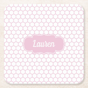 Hellrosa Honeycomb Custom Monogram Rechteckiger Pappuntersetzer