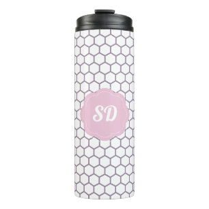 Hellrosa Honeycomb Custom Monogram Thermosbecher