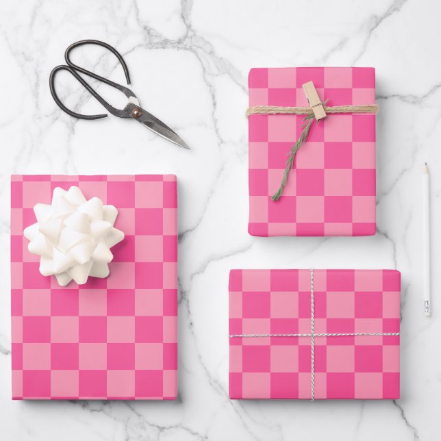 Hellrosa, Hot-Pink-Papiertüten Geschenkpapier Set (Vorderseite)