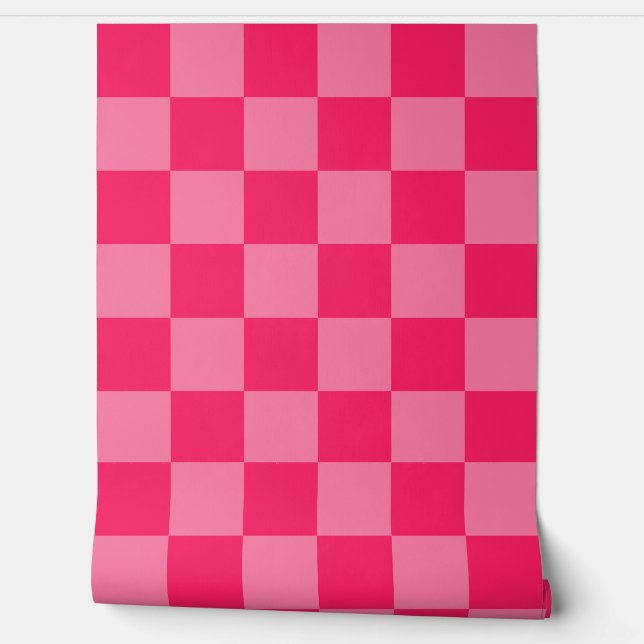 Hellrosa, Hot-Pink-Schachbrett Tapete (Abrollen)