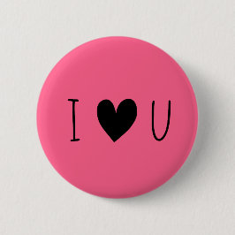 Hellrosa "i Liebe you" Schwarzes Herz Button