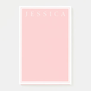 Hellrosa Ihr Name in Weiß Post-it Klebezettel