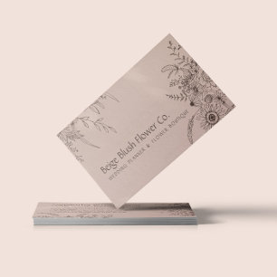 Hellrosa Kalligrafie-Blumenstraußgarten Visitenkarte