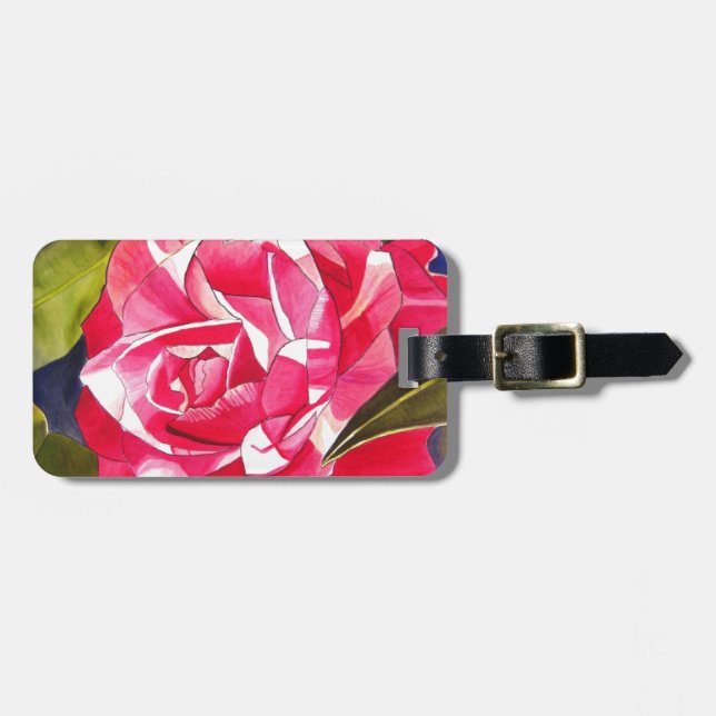 Hellrosa Kamelien Blume Gepäckanhänger (Vorderseite horizontal)