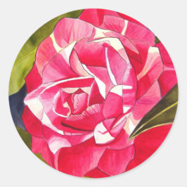Hellrosa Kamelien Blume Runder Aufkleber