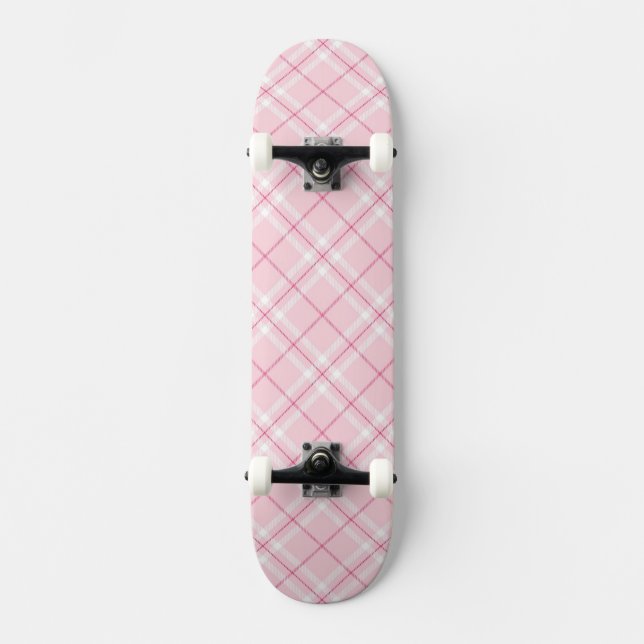 Hellrosa kariertes skateboard (Vorderseite)