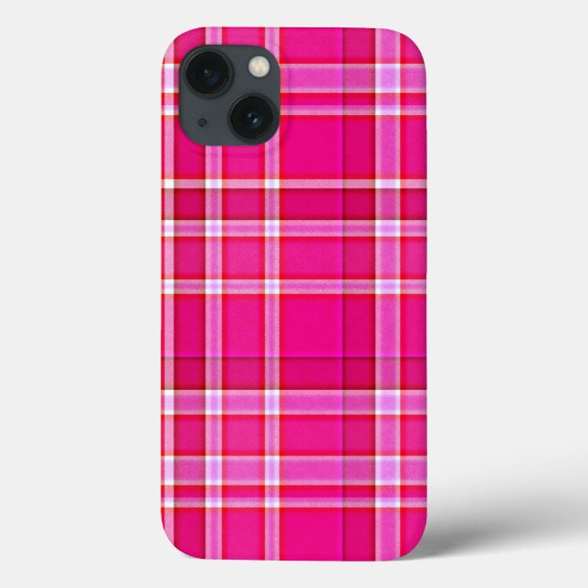 Hellrosa Kariertes Tartan Case-Mate iPhone Hülle (Rückseite)