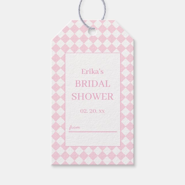 Hellrosa klassisches Design Brautparty-Geschenkanh Geschenkanhänger (Vorderseite)