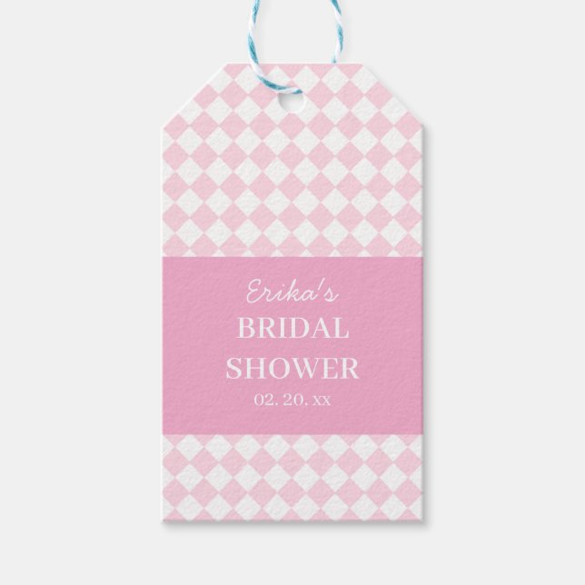 Hellrosa klassisches Design Brautparty-Geschenkkar Geschenkanhänger (Vorderseite)