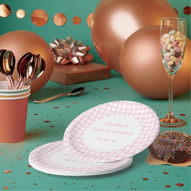Hellrosa klassisches Design Brautparty Papierplatt Pappteller (Multi)