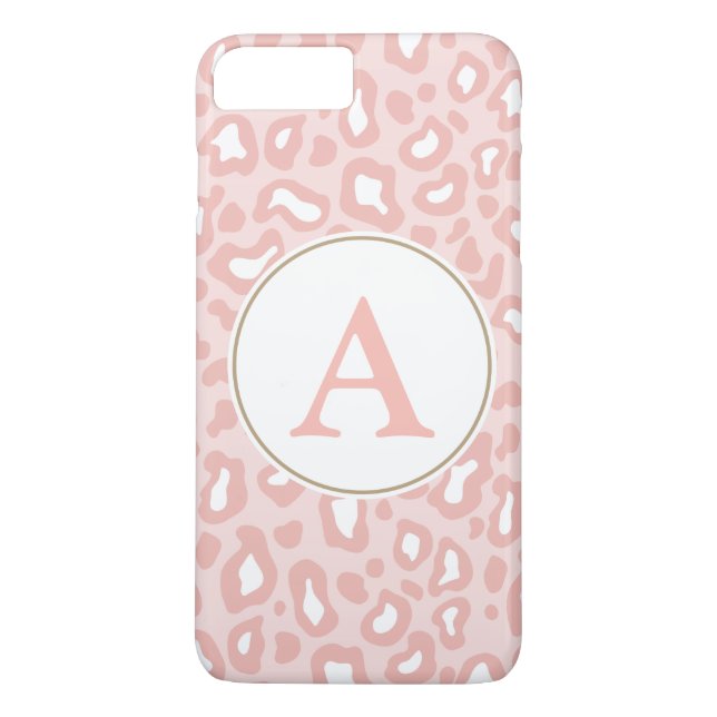 Hellrosa Leopard Monogramm iPhone 7 Plus Hülle (Rückseite)