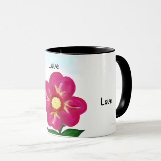 Hellrosa Liebe Typografie Tasse (VorderseiteRechts)