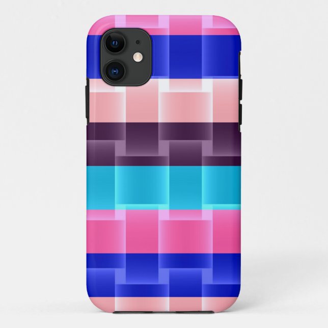 Hellrosa Lila Aqua Stripes Muster Case-Mate iPhone Hülle (Rückseite)