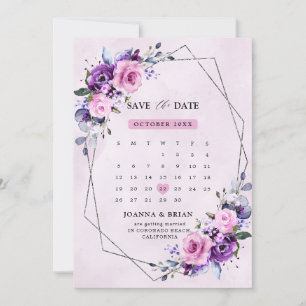 Hellrosa Lila Aquarellfarben Blume Save The Date