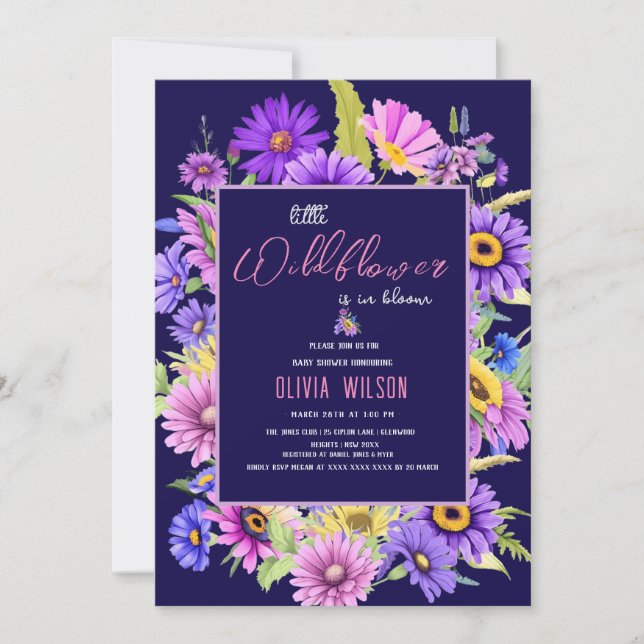 Hellrosa lila Wildblume ist unterwegs #6 Einladung (Vorderseite)