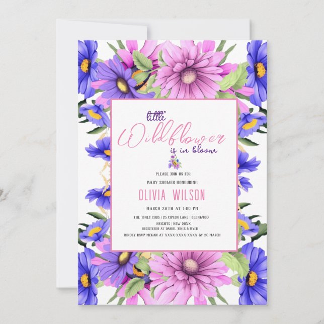 Hellrosa lila Wildblume ist unterwegs #9 Einladung (Vorderseite)