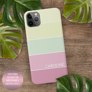 Hellrosa Limettengrün gestreiftes Muster iPhone 16 Pro Max Hülle