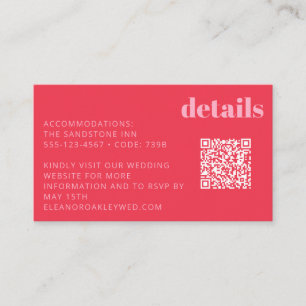 Hellrosa Modern Wedding Details QR Code Begleitkarte
