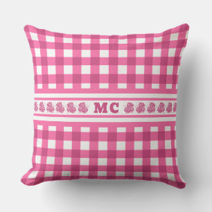 Hellrosa Monogram Gingham Girly Kariert Kissen