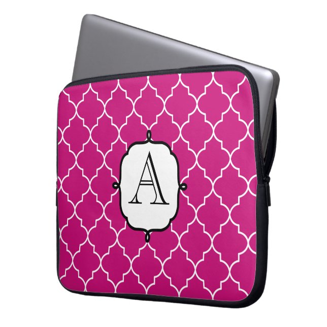 Hellrosa Monogram-Notebookschlauch Laptopschutzhülle (Vorderseite Links)