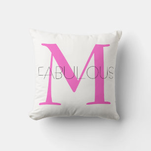 Hellrosa Monogram, schwarz Modern Script Kissen