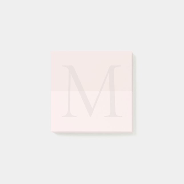 Hellrosa Monogramm-Initiale  Post-it Klebezettel (Vorderseite)