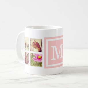 Hellrosa Monogramm Instagram Foto-Collagen-Tasse Kaffeetasse