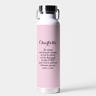 Hellrosa Mutige Bibelvers Custom Name Einfach Trinkflasche