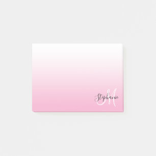 Hellrosa Ombre Elegant Monogram Post-it Klebezettel
